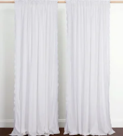 Secret Linen Store White Elsie Embroidered Cotton Linen Curtain (Single)