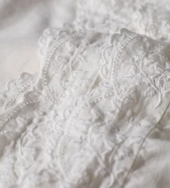 Secret Linen Store White Elsie Embroidered Cotton Linen Curtain (Single)