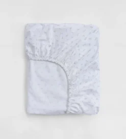 Secret Linen Store White Fleur 100% Organic Cotton Single Fitted Sheet