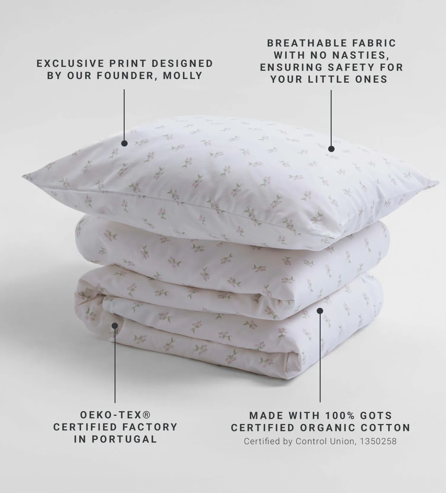Secret Linen Store Organic 100% Cotton Cot Bed Duvet Cover Set