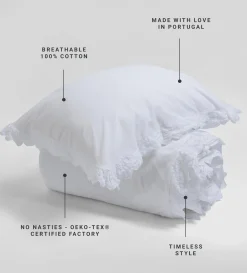 Secret Linen Store White Valerie 100% Cotton Duvet Cover