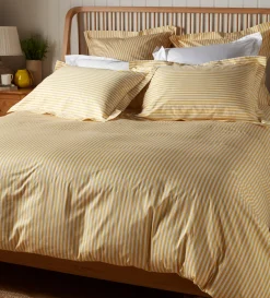 Secret Linen Store Yellow Betsy Stripe 100% Organic Cotton Duvet Cover