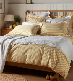 Secret Linen Store Yellow Betsy Stripe 100% Organic Cotton Duvet Cover
