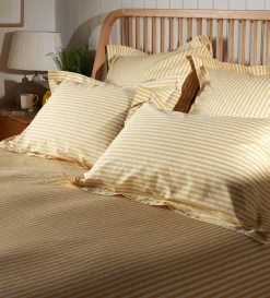 Secret Linen Store Yellow Betsy Stripe 100% Organic Cotton Duvet Cover