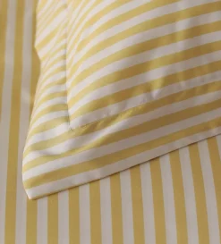 Secret Linen Store Yellow Betsy Stripe 100% Organic Cotton Duvet Cover